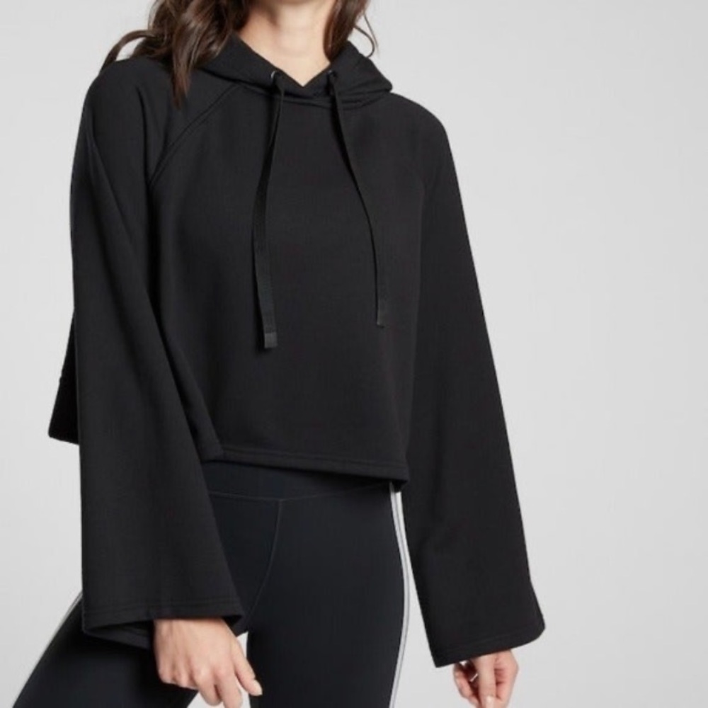 Athleta Steady State Crop Pullover Hoodie - Black - Wmns Sz XS